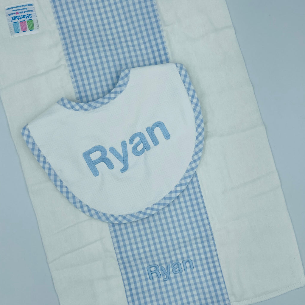 Gingham Burp & Bib