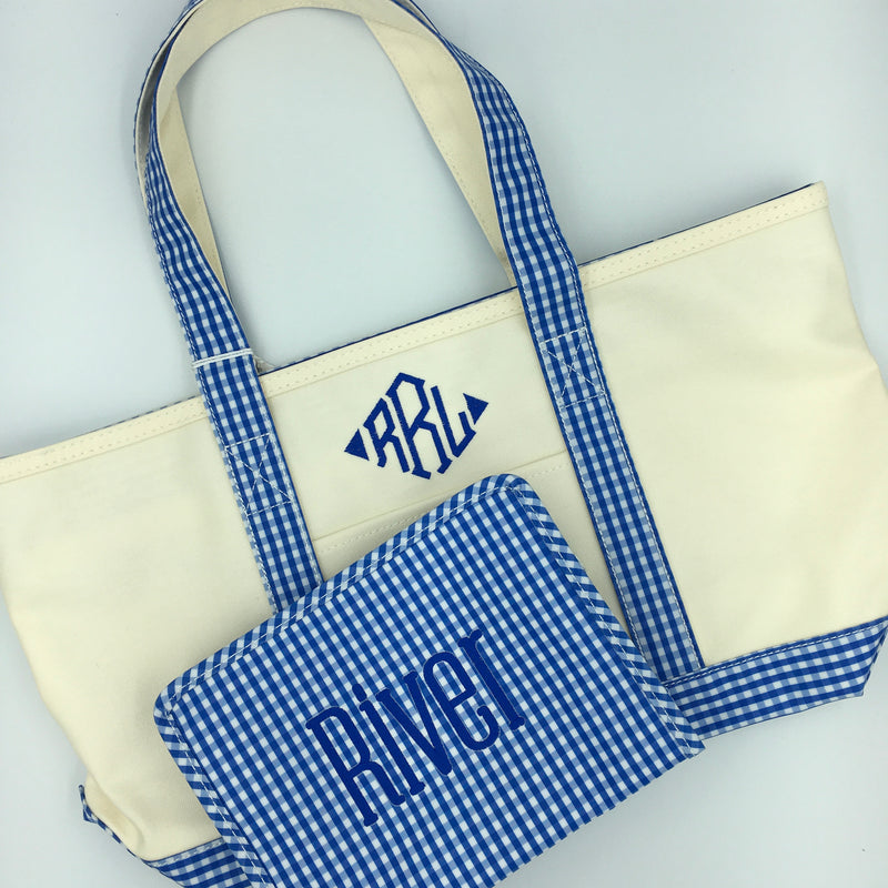 Rain or Shine Tote - Royal Gingham Trim