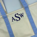 Rain or Shine Medium Tote - Sky Gingham Trim