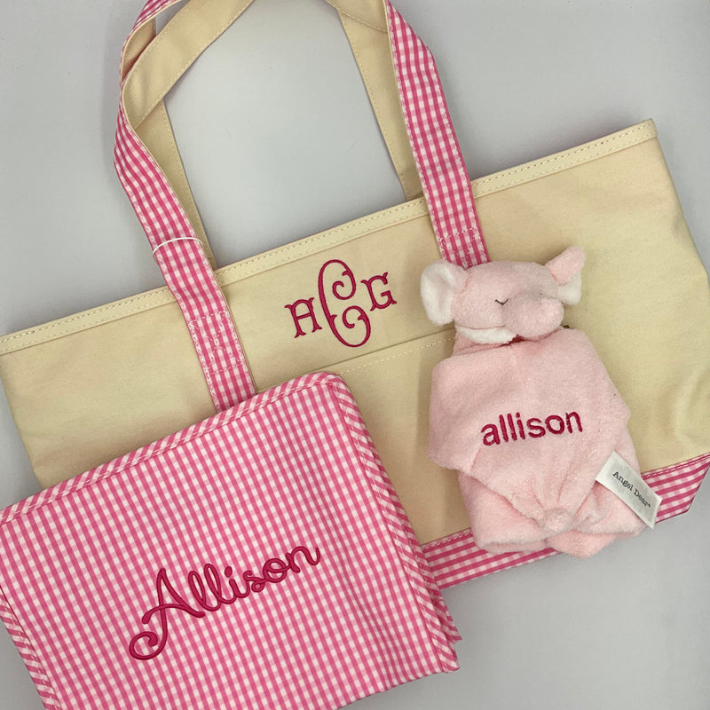 Rain or Shine Tote - Pink Gingham Trim