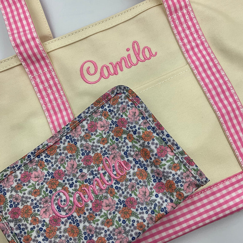 Rain or Shine Tote - Pink Gingham Trim