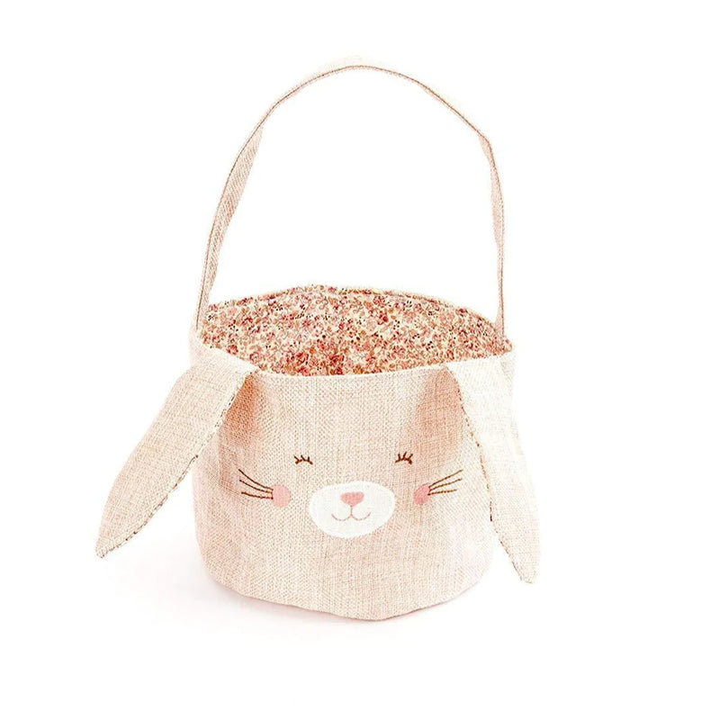 Petite Pink Linen Bunny Basket