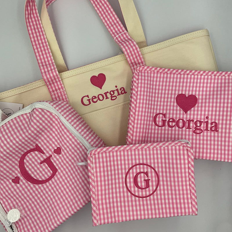 Rain or Shine Tote - Pink Gingham Trim