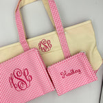 Rain or Shine Tote - Pink Gingham Trim