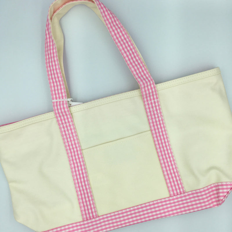 Rain or Shine Tote - Pink Gingham Trim