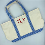 Rain or Shine Medium Tote - Royal Gingham Trim