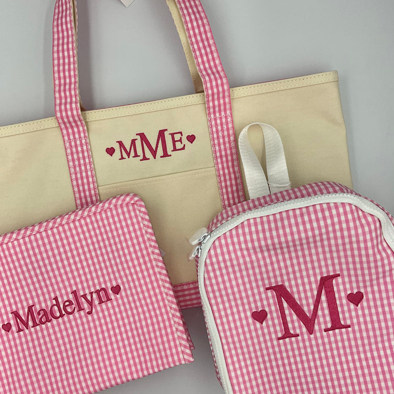 Rain or Shine Tote - Pink Gingham Trim