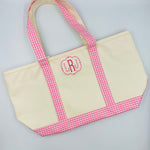 Rain or Shine Medium Tote - Pink Gingham Trim