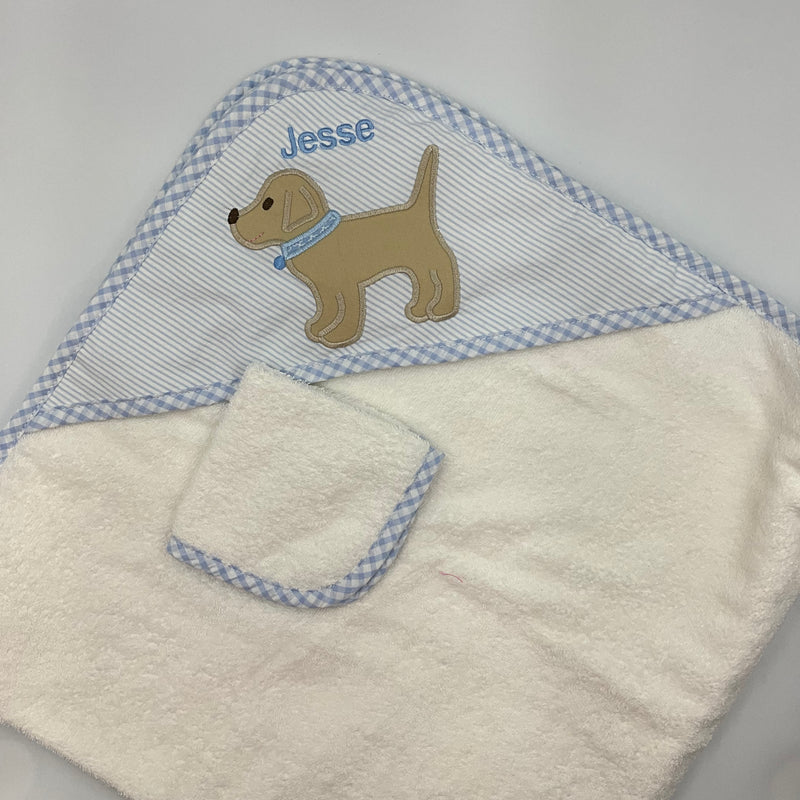 Hooded Towel - Blue Lab Puppy