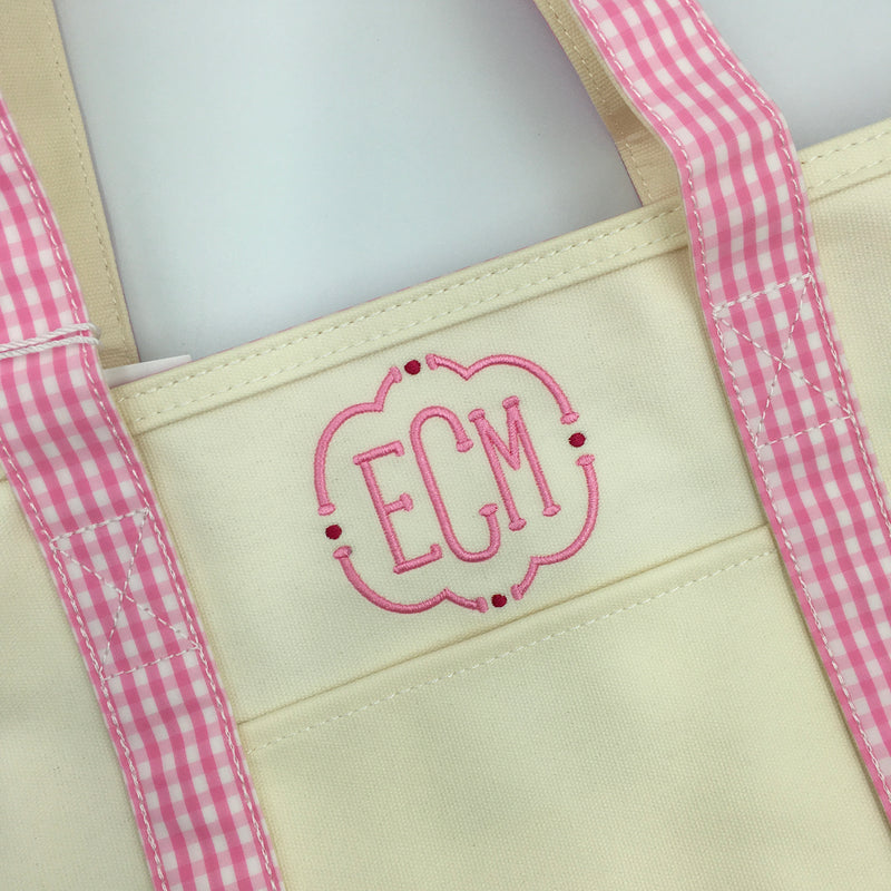 Rain or Shine Tote - Pink Gingham Trim