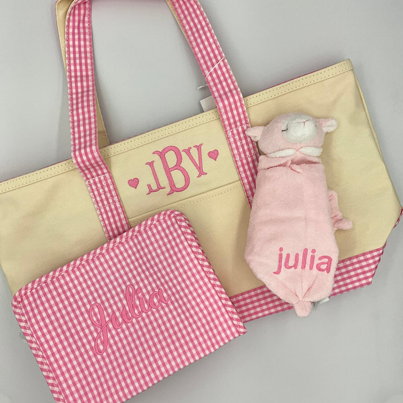 Rain or Shine Tote - Pink Gingham Trim