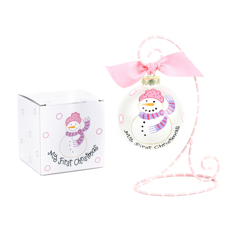 First Christmas Ornament - Pink Snowman