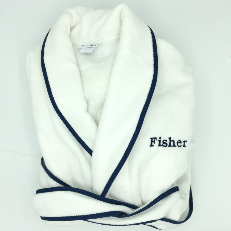 Kid Shawl Collar Robe Navy Trim