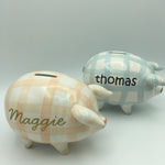 Gingham Piggy Bank
