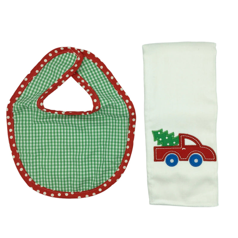 Christmas Truck Burp & Bib Set