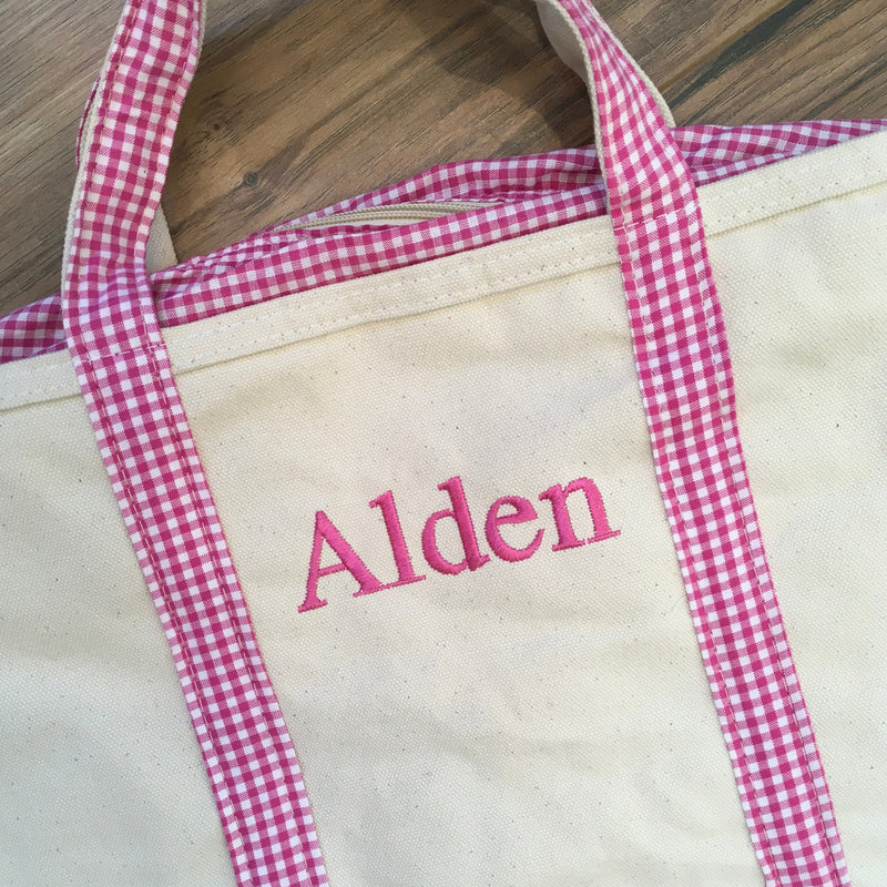 Medium Gingham Boat Tote